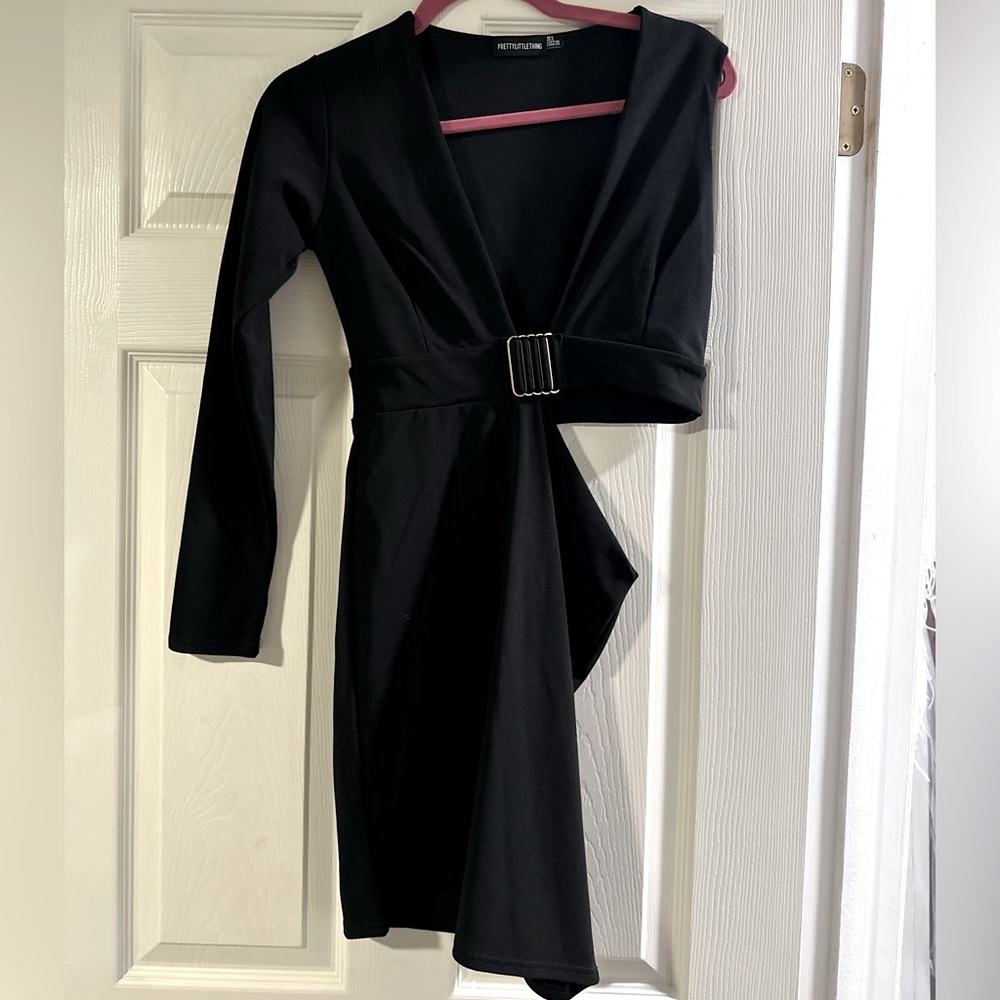 Pretty Little Thing Black One Shoulder Dress - size 4